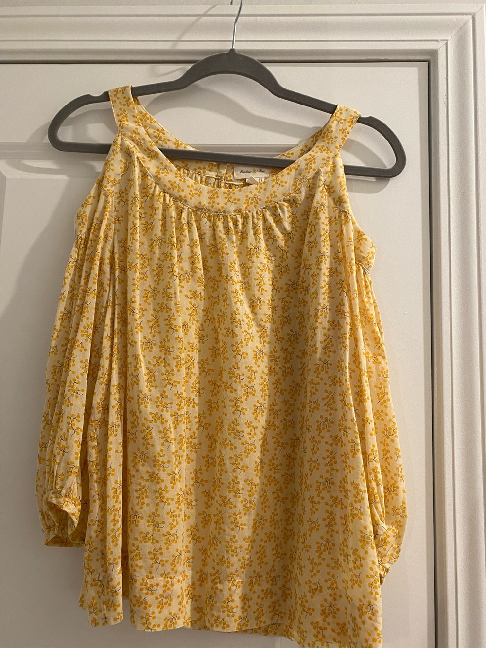 Meadow Rue Yellow Floral Cold-Shoulder Blouse